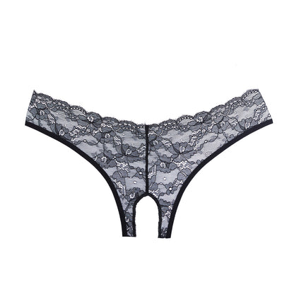Adore Open Panty Lace Front Lace And Strap Back Black One Size | 883045916969 | Available at EroticWarehouse.com