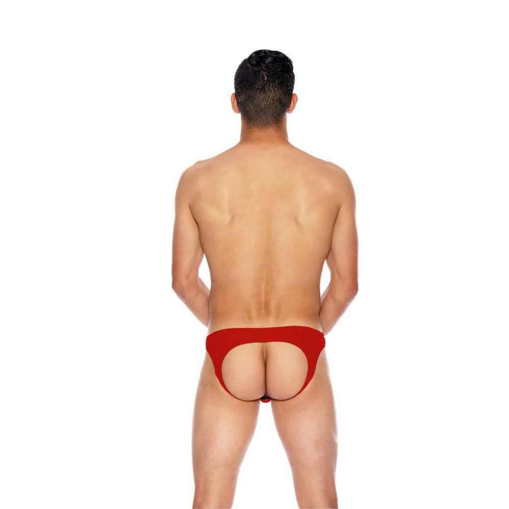 Men's Microfiber Open Back Underwear Red S/M | 8932130708131 | Available at EroticWarehouse.com
