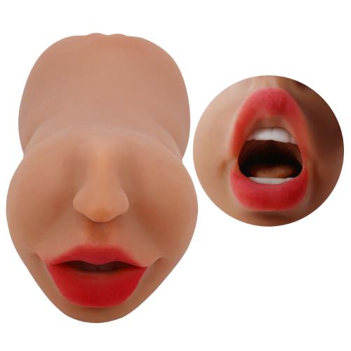 Zoey Mouth And Pussy Double Entrance Masturbator Sleeve - Brown | 6959532360165 | Available at EroticWarehouse.com