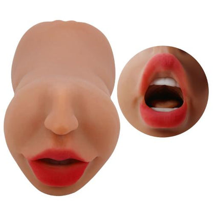 Zoey Mouth And Pussy Double Entrance Masturbator Sleeve - Brown | 6959532360165 | Available at EroticWarehouse.com