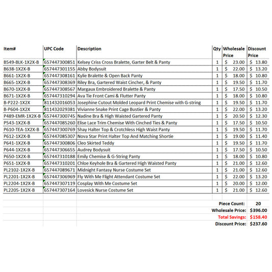 FL 20 Piece Grab Bag 1X/2X Mix A | FL-GB2023-1X2XA | Available at EroticWarehouse.com
