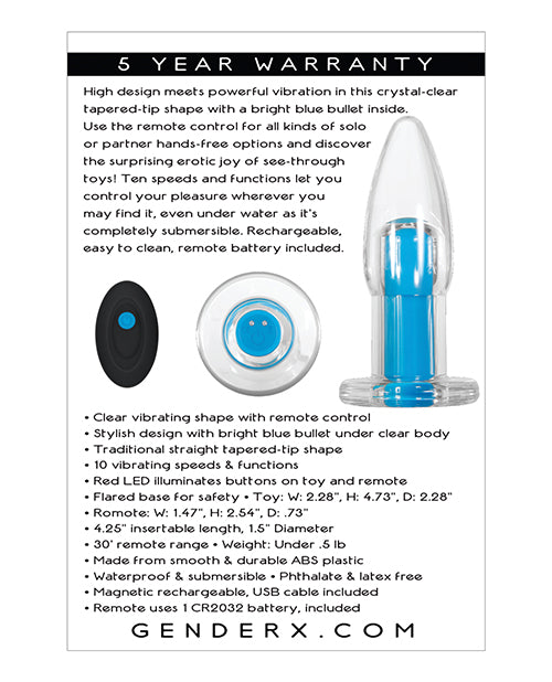 Gender X Electric Blue Butt Plug | 844477019161 | Available at EroticWarehouse.com