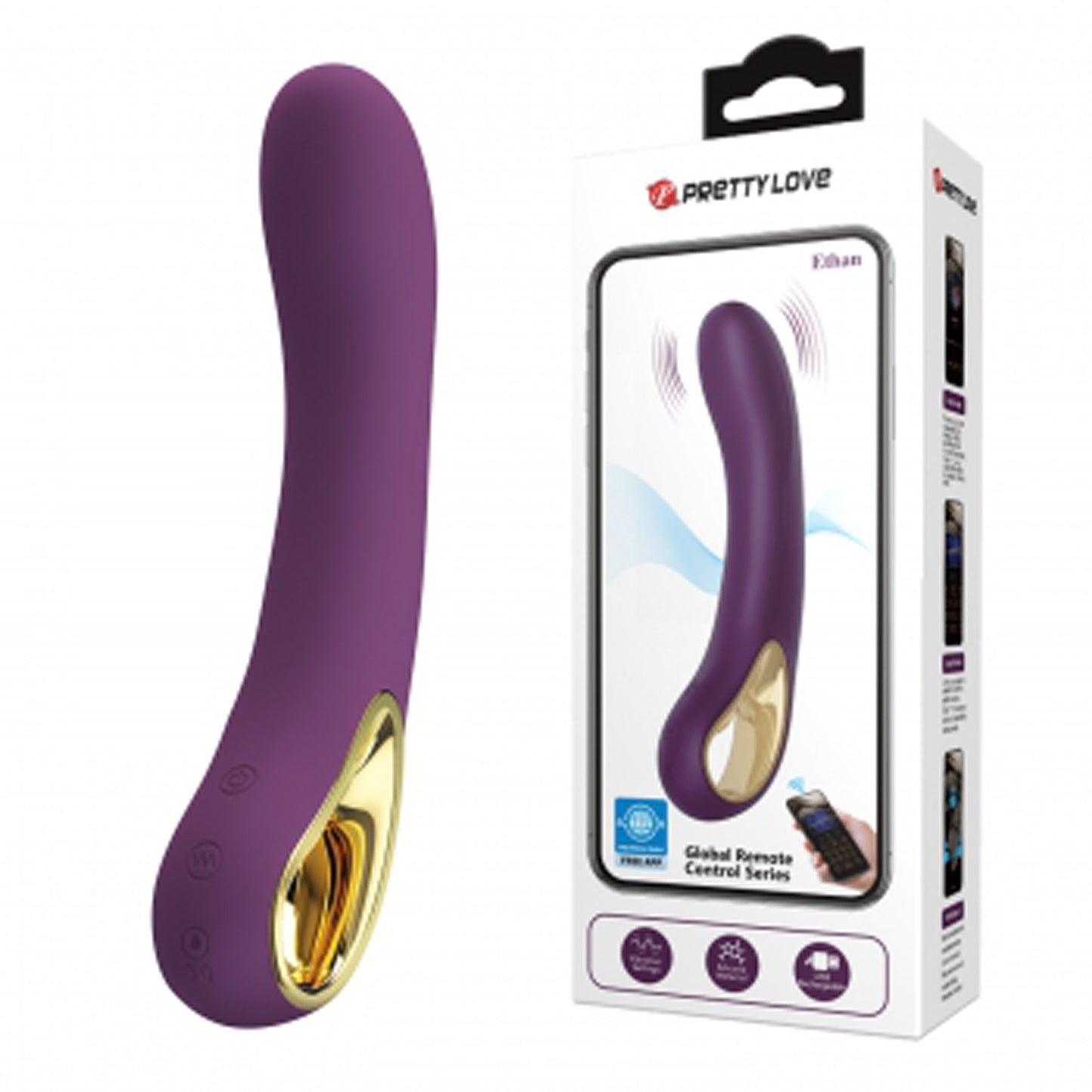 Ethan Global App Control Vibrator - Purple by Pretty Love 6959532360318 available at EroticWarehouse.com