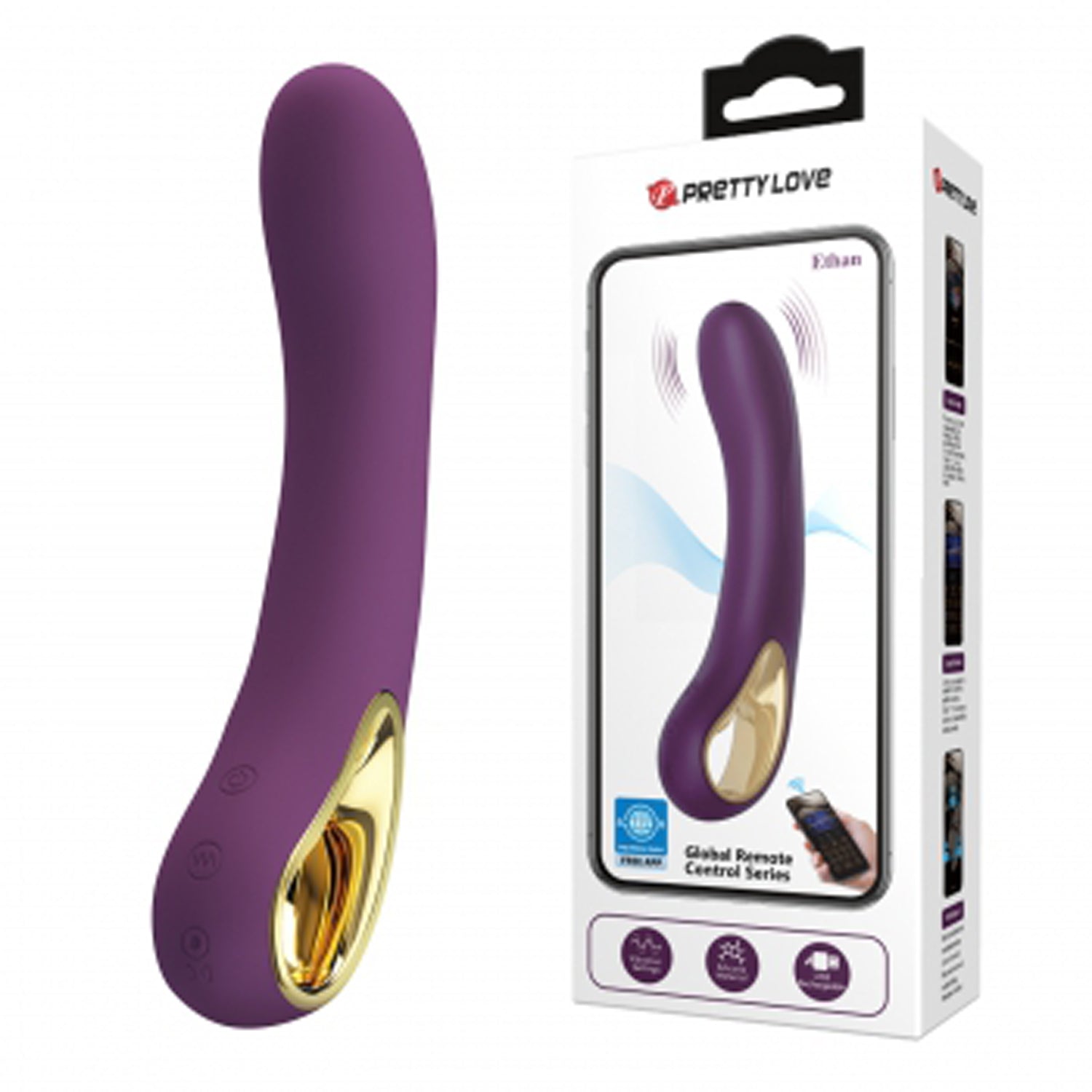 Ethan Global App Control Vibrator - Purple by Pretty Love 6959532360318 available at EroticWarehouse.com