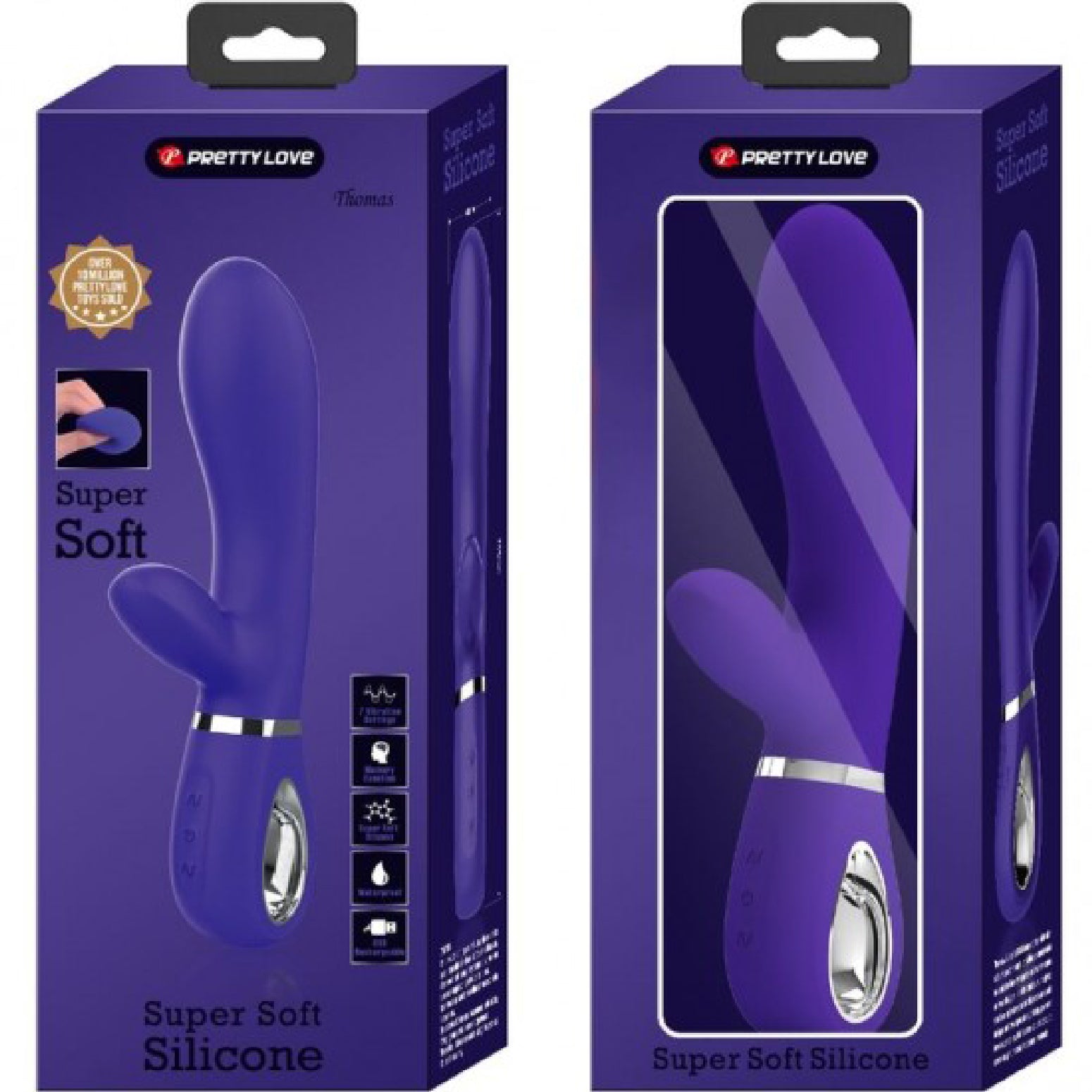 Thomas Super Soft Silicone Rabbit Vibrator - Purple | 6959532334784 | Available at EroticWarehouse.com