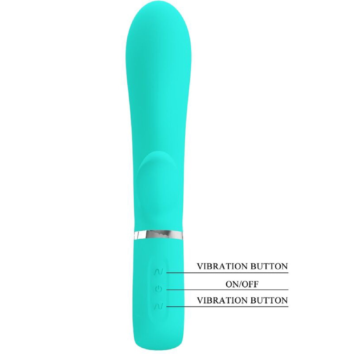Thomas Super Soft Silicone Rabbit Vibrator - Turquoise | 6959532334937 | Available at EroticWarehouse.com