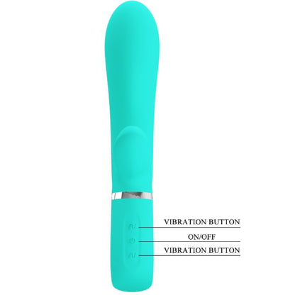 Thomas Super Soft Silicone Rabbit Vibrator - Turquoise | 6959532334937 | Available at EroticWarehouse.com
