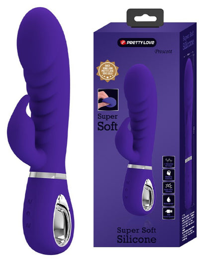 Prescott Super Soft Rabbit Silicone Vibrator - Purple | 6959532334791 | Available at EroticWarehouse.com