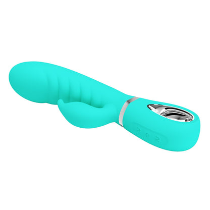 Prescott Super Soft Rabbit Silicone Vibrator - Vibrator -Teal | 6959532334944 | Available at EroticWarehouse.com
