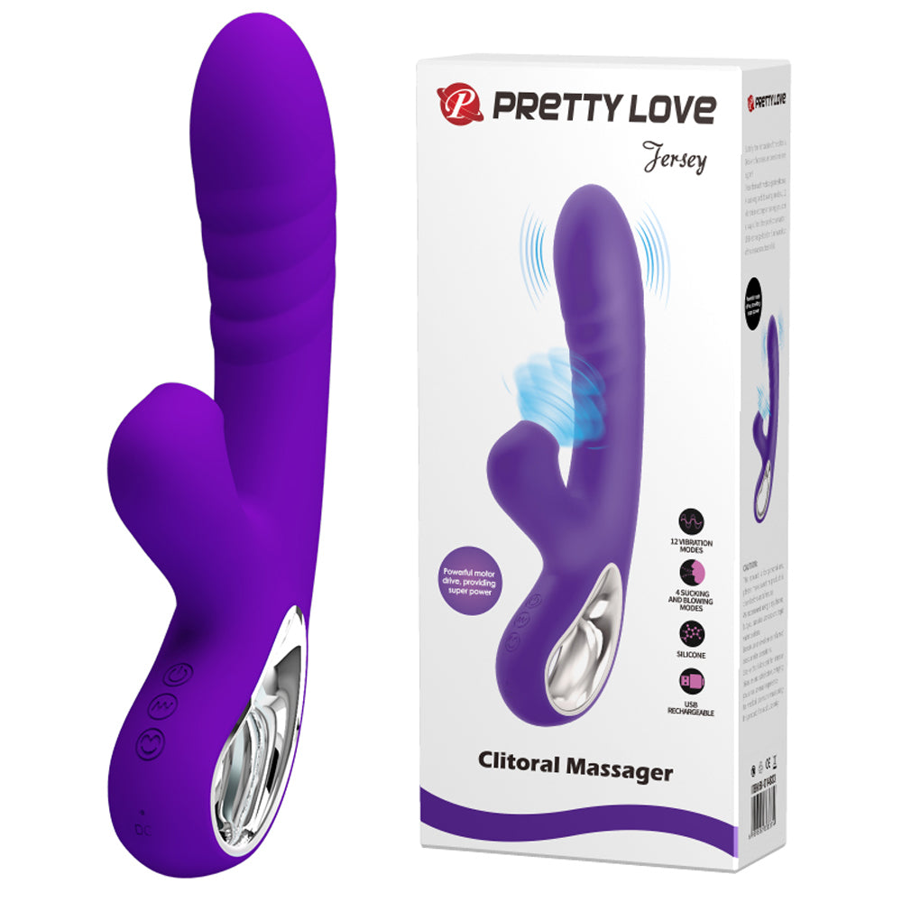 Pretty Love Jersey Sucking and Vibrating Rabbit - Purple | 6959532333374 | Available at EroticWarehouse.com