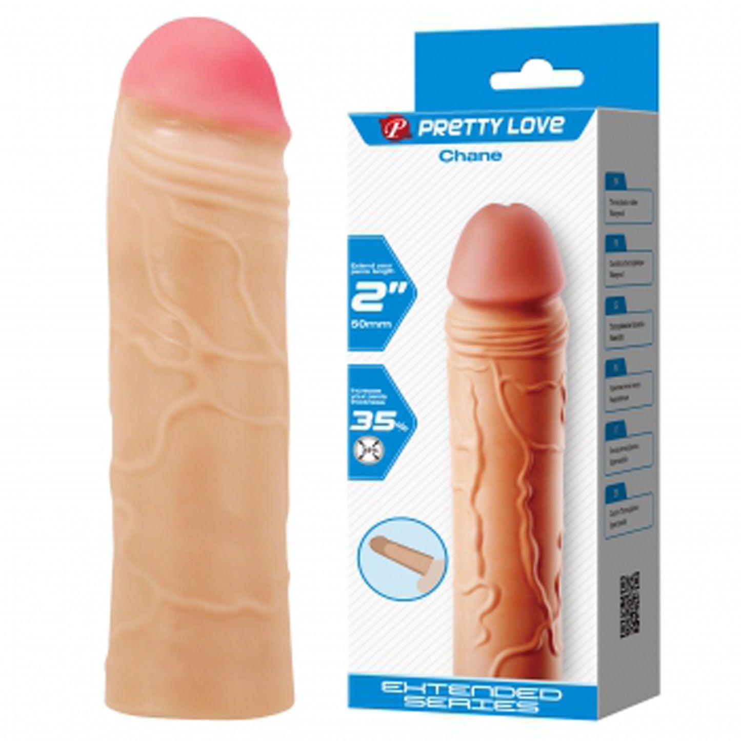 Chane Extended Penis Sleeve - Light by Pretty Love 6959532360387 available at EroticWarehouse.com