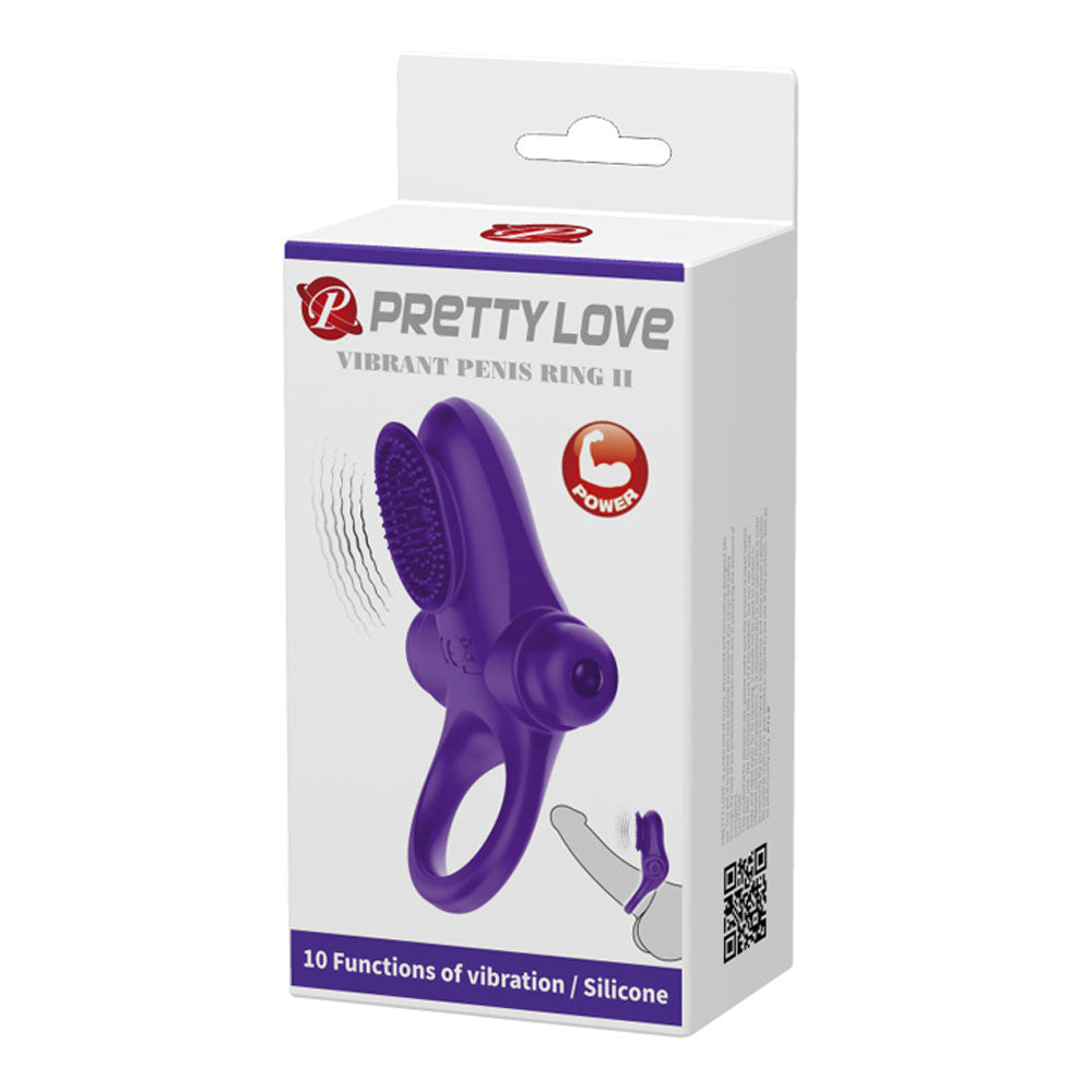 Pretty Love Vibrating Cock Ring II - Purple | 6959532324235 | Available at EroticWarehouse.com