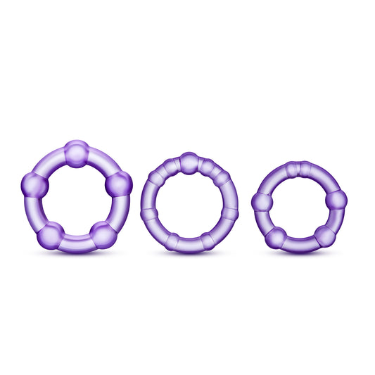 Stay Hard - Beaded Cock Rings - 3 Pack - Purple | 853858007024 | Available at EroticWarehouse.com