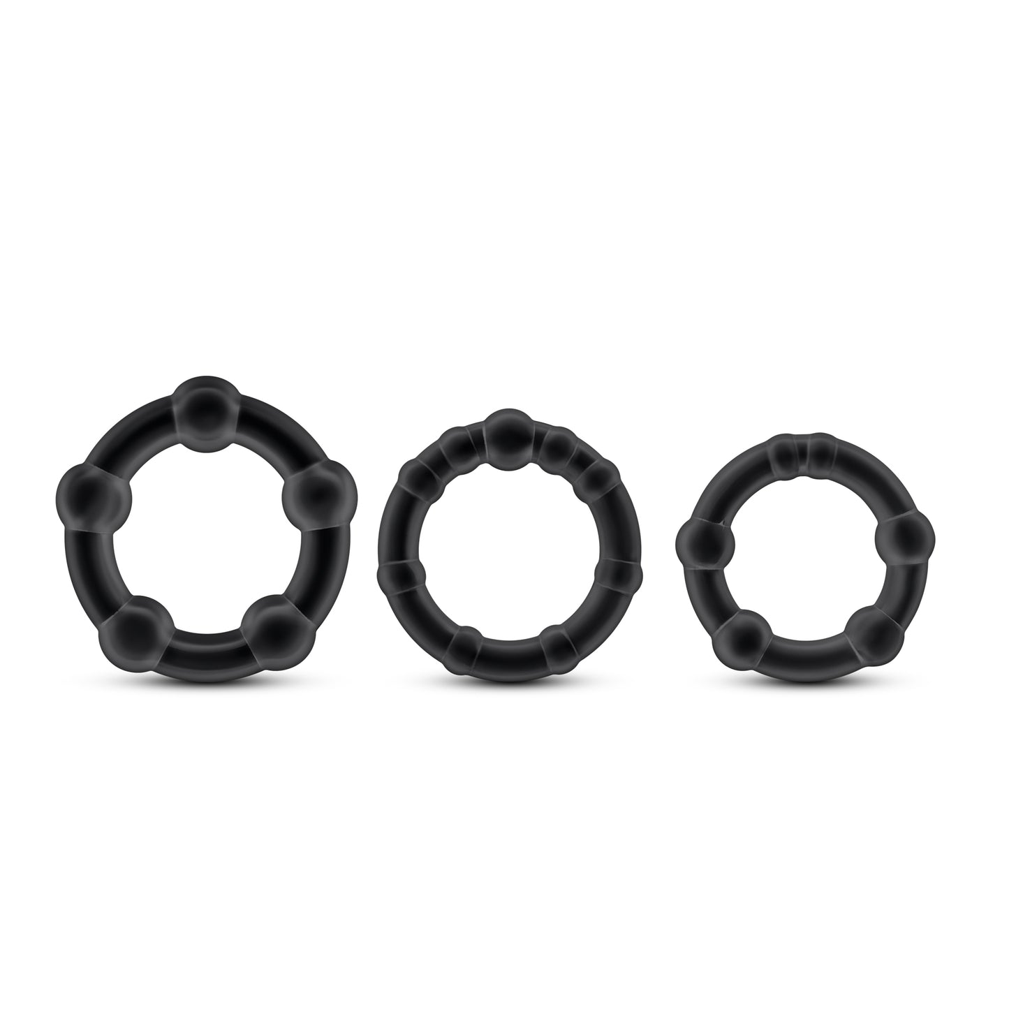 Stay Hard - Beaded Cock Rings - 3 Pack - Black | 853858007383 | Available at EroticWarehouse.com