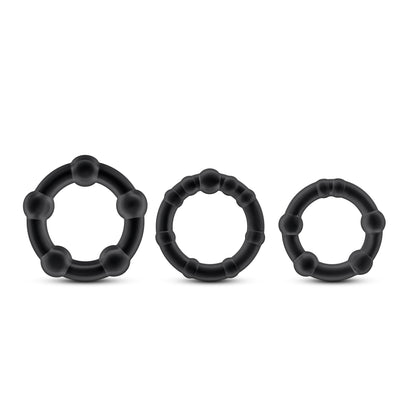 Stay Hard - Beaded Cock Rings - 3 Pack - Black | 853858007383 | Available at EroticWarehouse.com