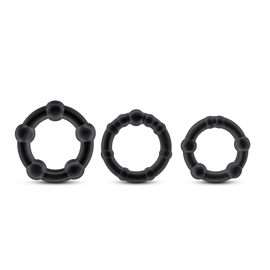 Stay Hard - Beaded Cock Rings - 3 Pack - Black | 853858007383 | Available at EroticWarehouse.com