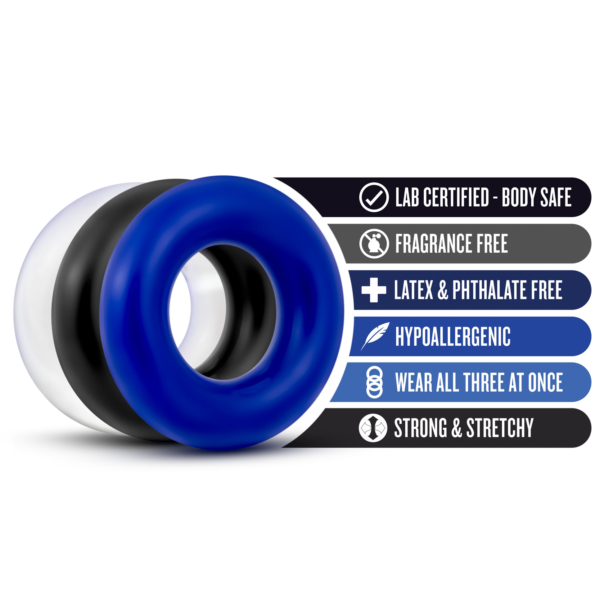 Stay Hard Donut Rings - 3 Pack | 853858007116 | Available at EroticWarehouse.com