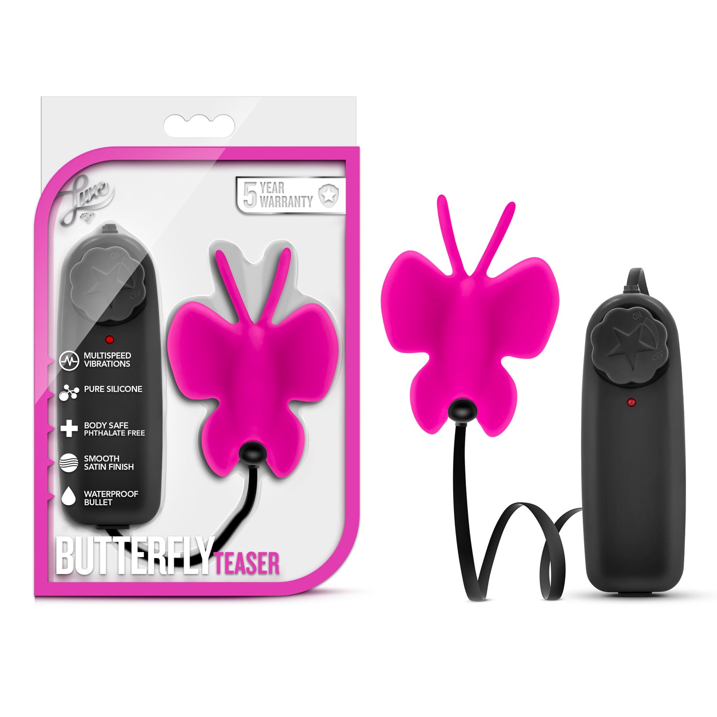 Luxe- Butterfly Teaser - Fuschia | 702730696941 | Available at EroticWarehouse.com