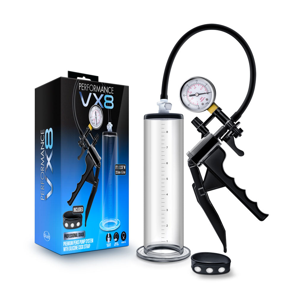 Performance - Vx8 Premium Penis Pump System With Silicone Cock Strap - Clear | 853858007888 | Available at EroticWarehouse.com