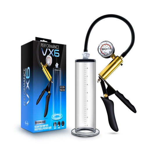 Performance - Vx6 Vacuum Penis Pump With Brass Pistol & Pressure Gauge - Clear | 853858007864 | Available at EroticWarehouse.com