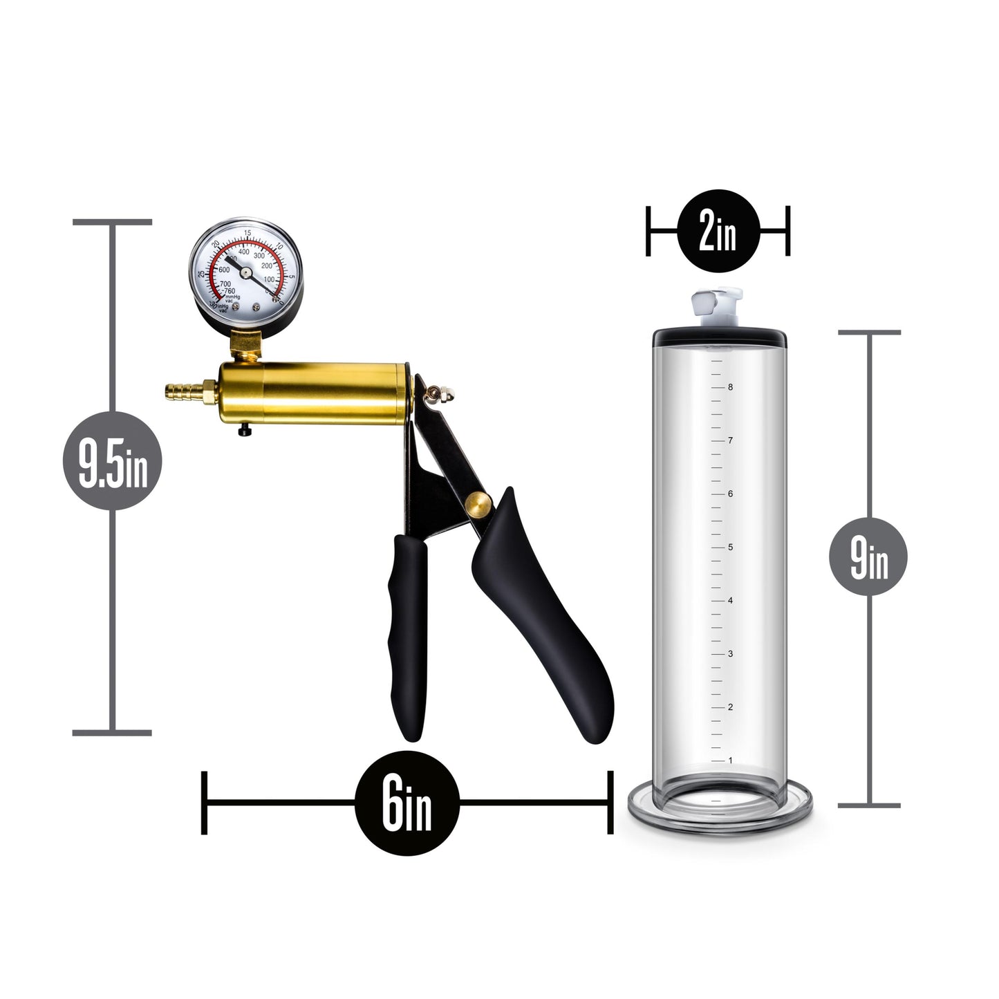 Performance - Vx6 Vacuum Penis Pump With Brass Pistol & Pressure Gauge - Clear | 853858007864 | Available at EroticWarehouse.com