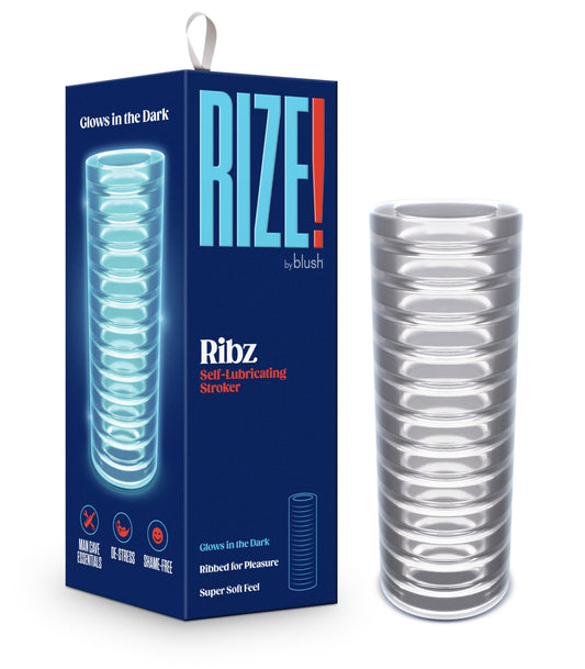 Rize - Ribz - Glow in the Dark Self - Lubricating Stroker - Clear | 819835029250 | Available at EroticWarehouse.com