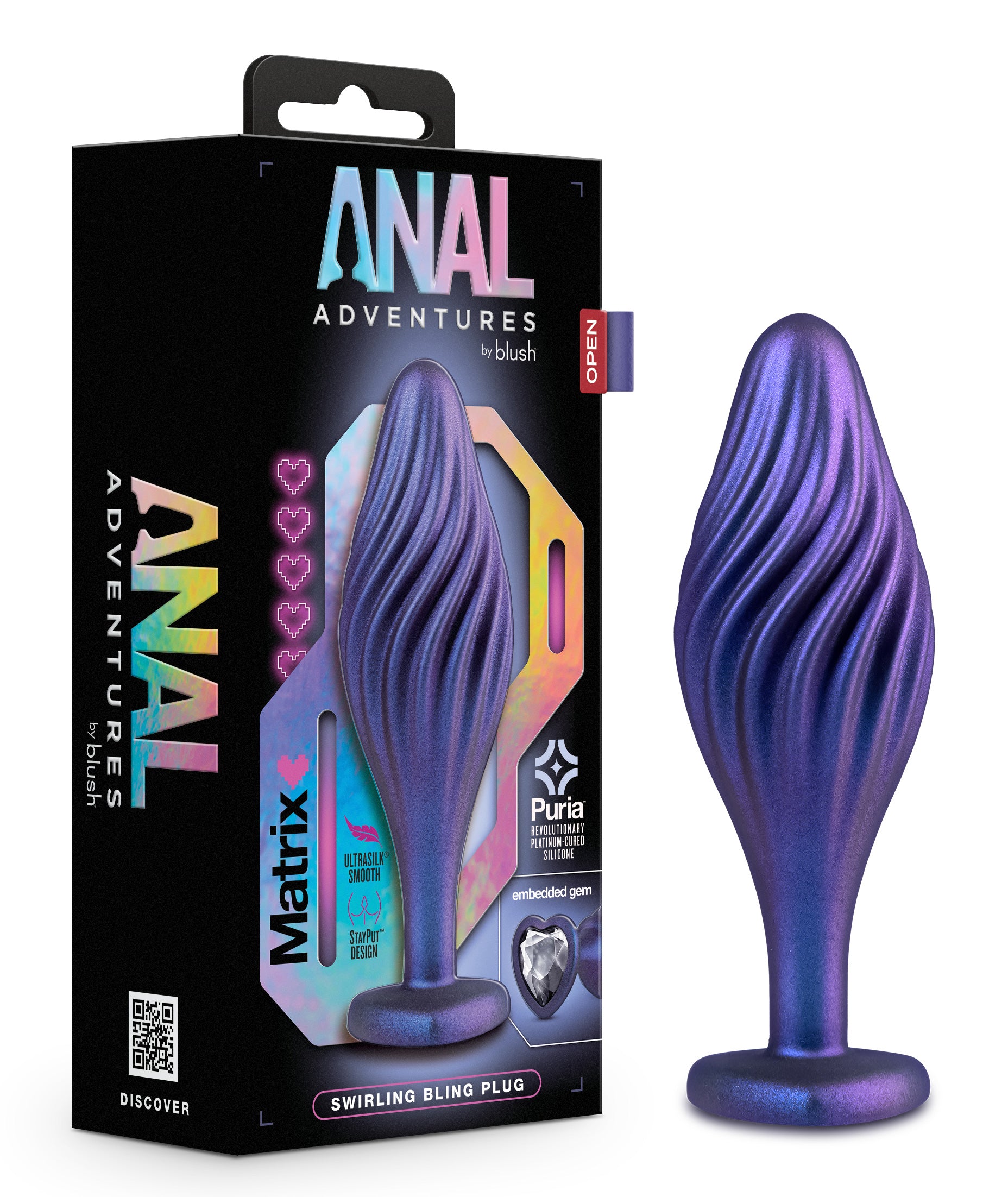 Anal Adventures Matrix - Swirling Bling Plug - Sapphire | 819835028888 | Available at EroticWarehouse.com
