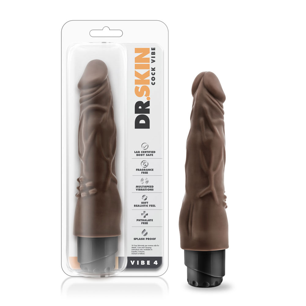 Dr. Skin - Cock Vibe 4 - 8 Inch Vibrating Cock - Chocolate | 819835022244 | Available at EroticWarehouse.com