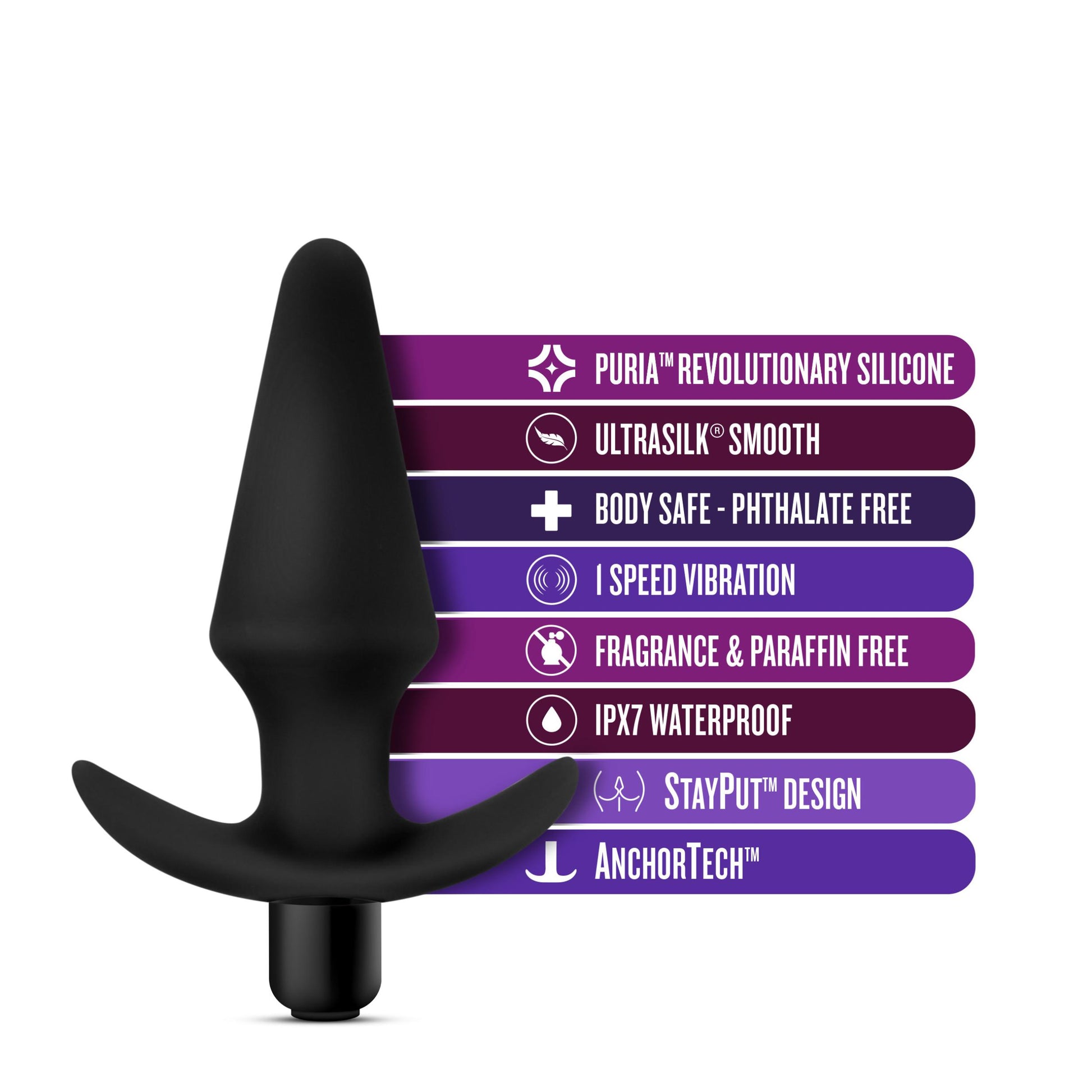 Anal Adventures Platinum - Silicone Vibrating Plug - Black | 819835027843 | Available at EroticWarehouse.com