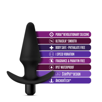 Anal Adventures Platinum - Silicone Vibrating Plug - Black | 819835027843 | Available at EroticWarehouse.com