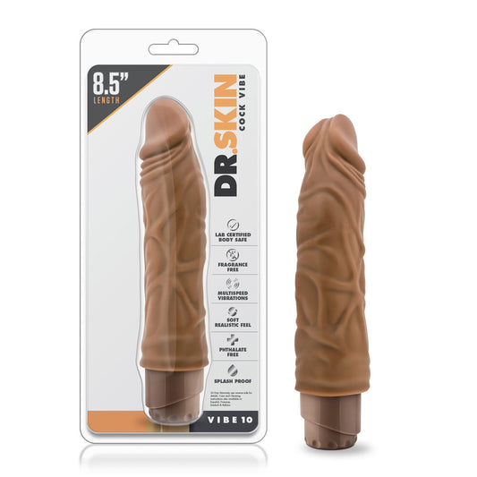 Dr. Skin - Cock Vibe 10 - 8.5 Inch Vibrating Cock - Mocha | 819835022220 | Available at EroticWarehouse.com