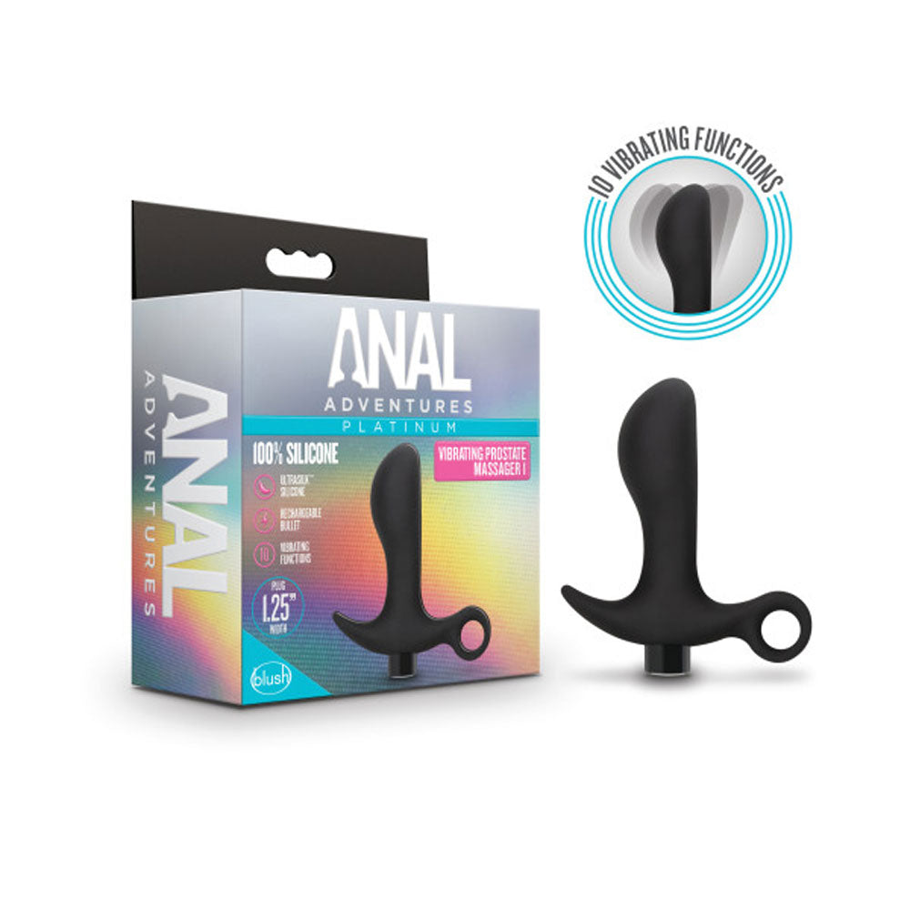 Anal Adventures - Platinum - Silicone Vibrating Prostate Massager 01 - Black | 819835025047 | Available at EroticWarehouse.com