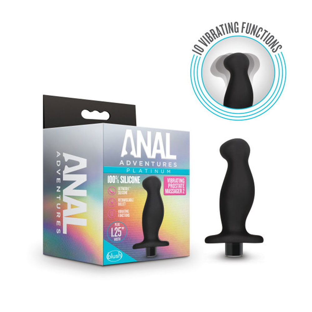 Anal Adventures - Platinum - Silicone Vibrating Prostate Massager 02 -Black | 819835026471 | Available at EroticWarehouse.com