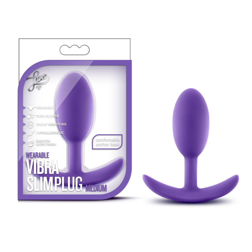 Luxe - Wearable Vibra Slim Plug - Medium - Purple | 819835022879 | Available at EroticWarehouse.com