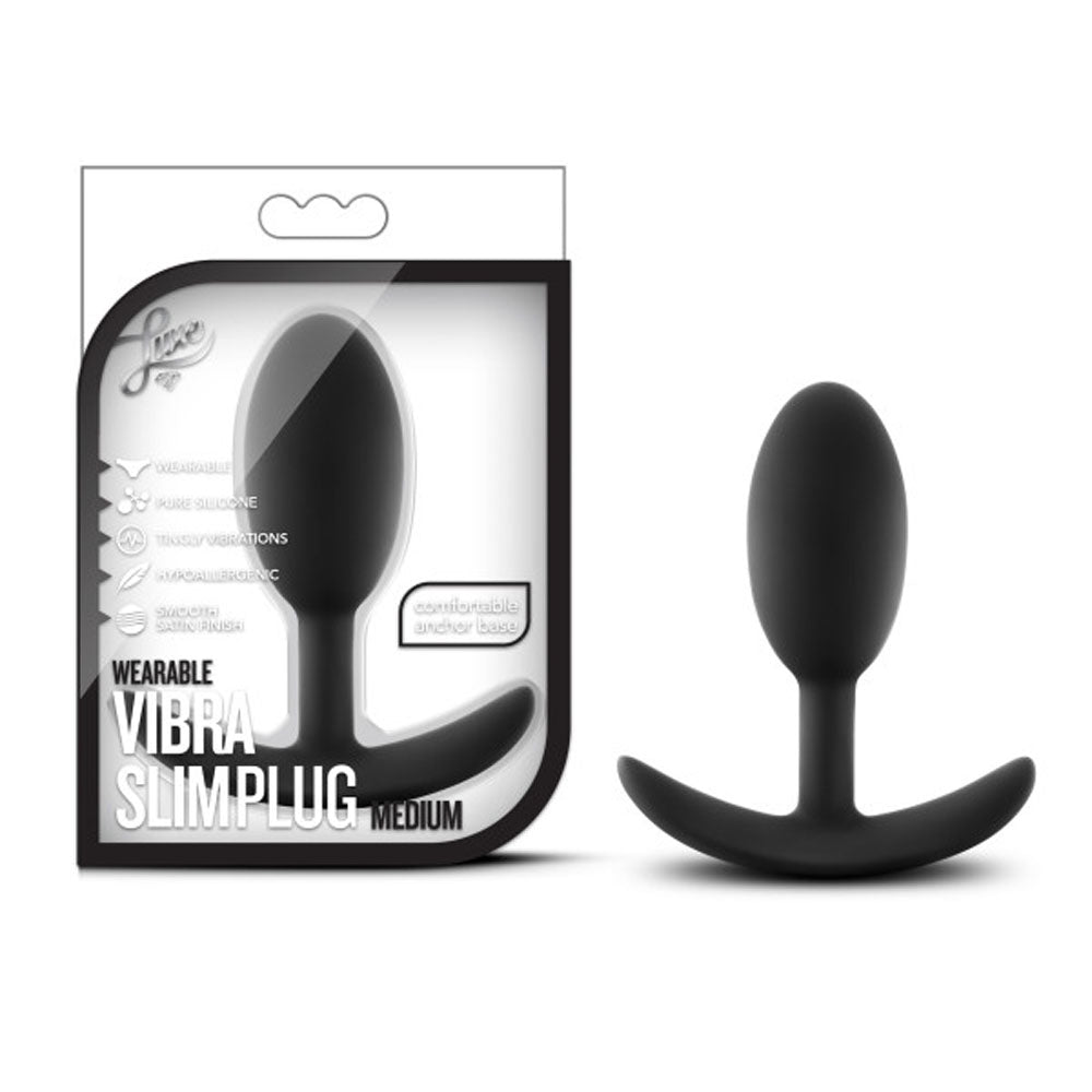 Luxe - Wearable Vibra Slim Plug - Medium - Black | 819835023418 | Available at EroticWarehouse.com