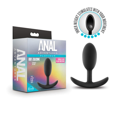 Anal Adventures - Platinum - Silicone Vibra Slim Plug -Medium - Black | 819835026419 | Available at EroticWarehouse.com