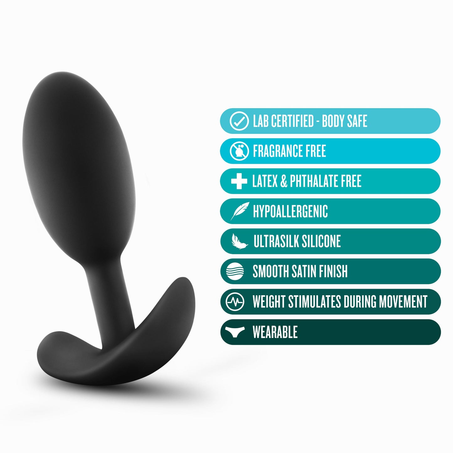Anal Adventures - Platinum - Silicone Vibra Slim Plug -Medium - Black | 819835026419 | Available at EroticWarehouse.com