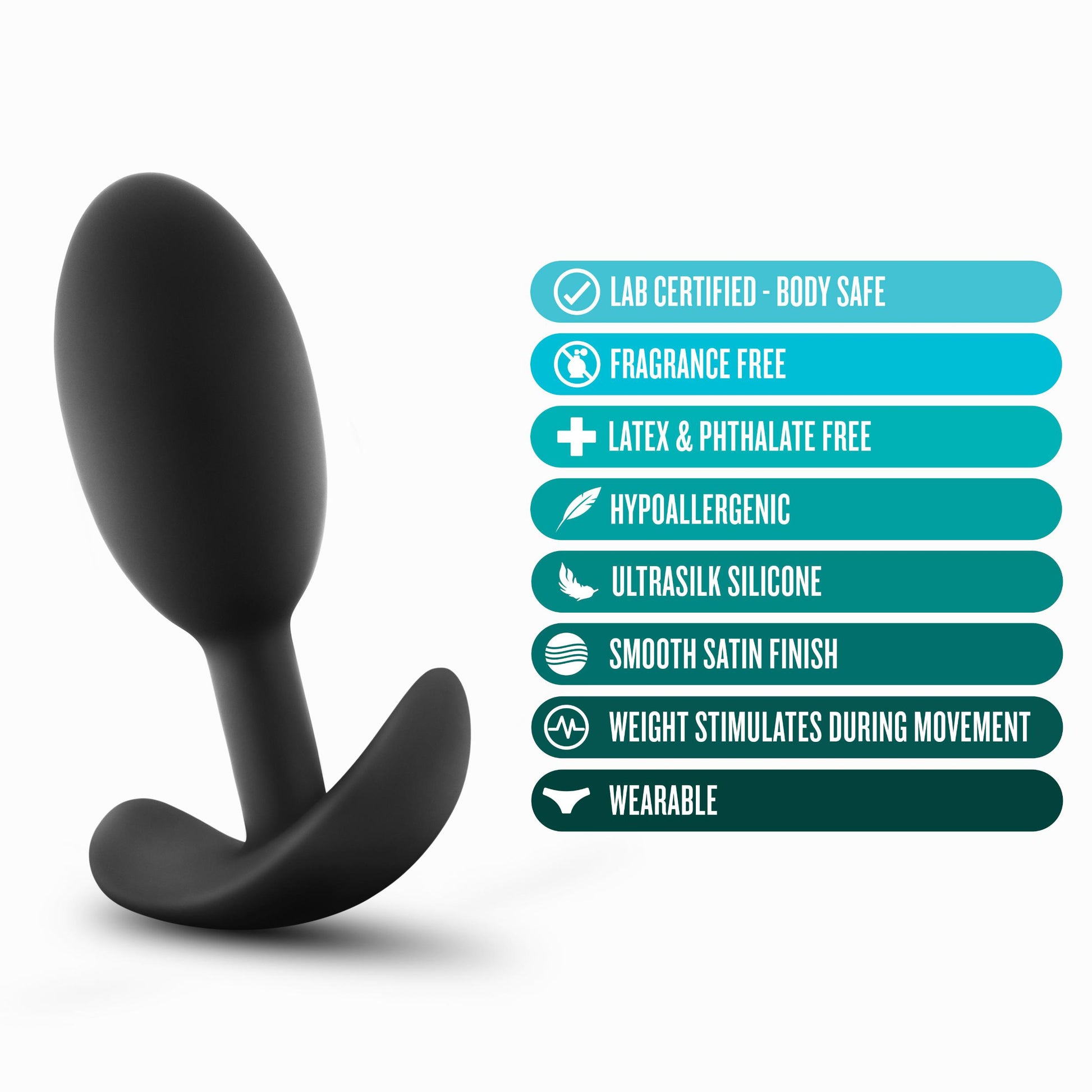 Anal Adventures - Platinum - Silicone Vibra Slim Plug -Medium - Black | 819835026419 | Available at EroticWarehouse.com
