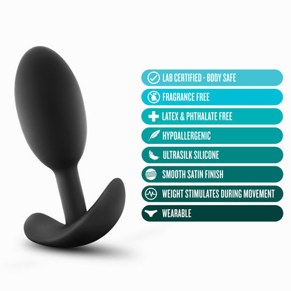 Anal Adventures - Platinum - Silicone Vibra Slim Plug -Medium - Black | 819835026419 | Available at EroticWarehouse.com