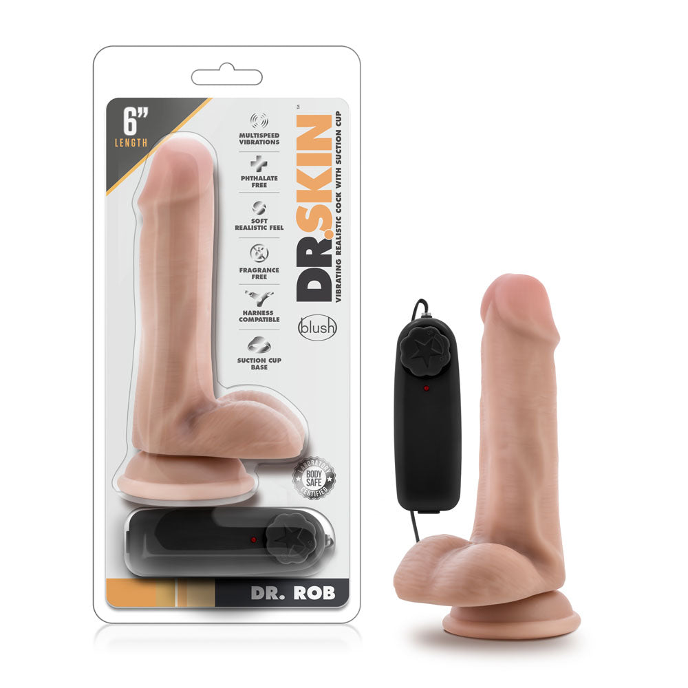 Dr. Skin - Dr. Rob - 6 Inch Vibrating Cock With Suction Cup - Vanilla | 819835022381 | Available at EroticWarehouse.com