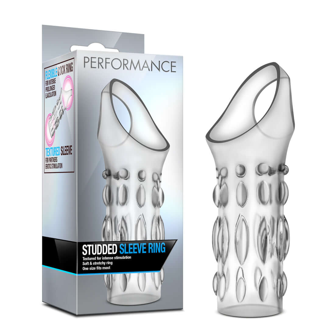 Performance Studded Sleeve Ring - Clear | 853858007550 | Available at EroticWarehouse.com