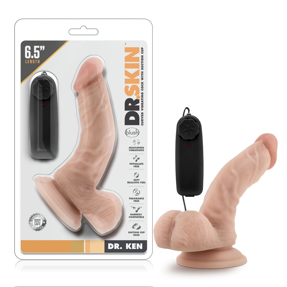 Dr. Skin - Dr. Ken - 6.5 Inch Vibrating Cock With Suction Cup - Vanilla | 819835022374 | Available at EroticWarehouse.com