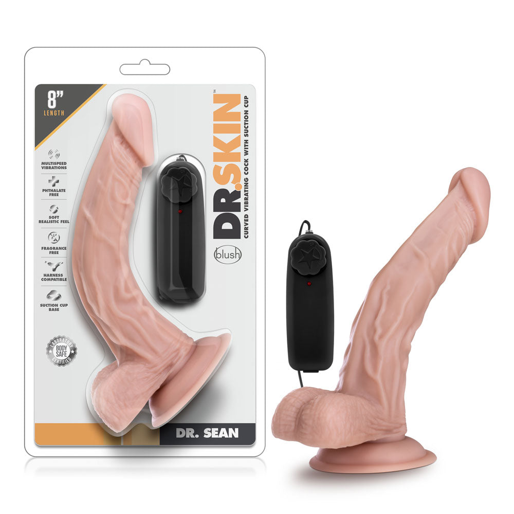 Dr. Skin - Dr. Sean - 8 Inch Vibrating Cock With Suction Cup - Vanilla | 819835022350 | Available at EroticWarehouse.com