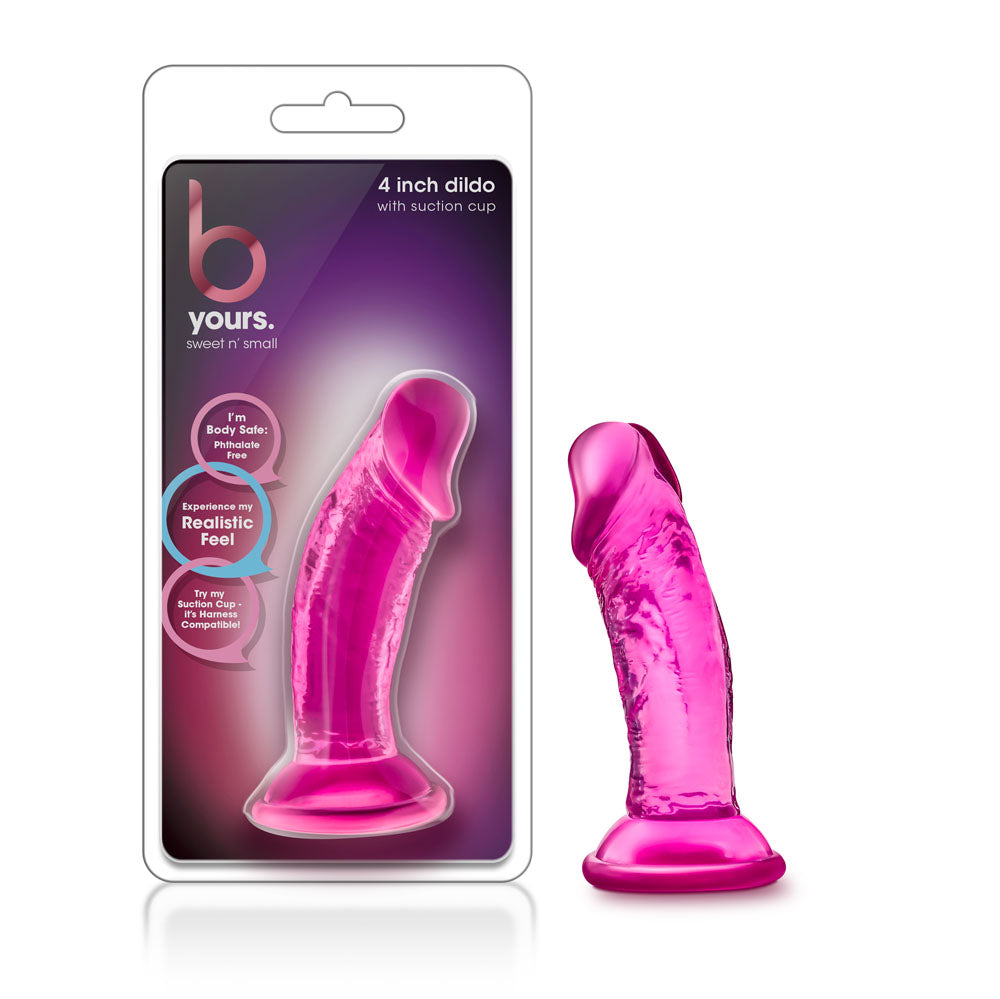 B Yours - Sweet n' Small 4 Inch Dildo With Suction Cup - Pink | 819835023159 | Available at EroticWarehouse.com