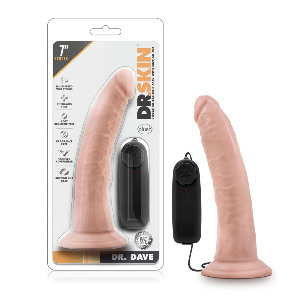 Dr. Skin - Dr. Dave - 7 Inch Vibrating Cock With Suction Cup - Vanilla Ea | 819835021896 | Available at EroticWarehouse.com
