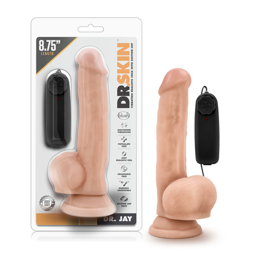 Dr. Skin - Dr. Jay - 8.75 Inch Vibrating Cock With Suction Cup - Vanilla | 819835022404 | Available at EroticWarehouse.com
