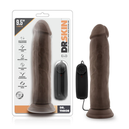 Dr. Skin - Dr. Throb - 9.5 Inch Vibrating Realistic Cock With Suction Cup - Chocolate | 819835022756 | Available at EroticWarehouse.com