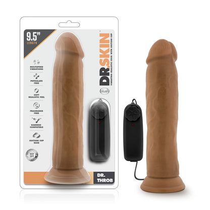 Dr. Skin - Dr. Throb - 9.5 Inch Vibrating Realistic Cock With Suction Cup - Mocha | 819835022763 | Available at EroticWarehouse.com
