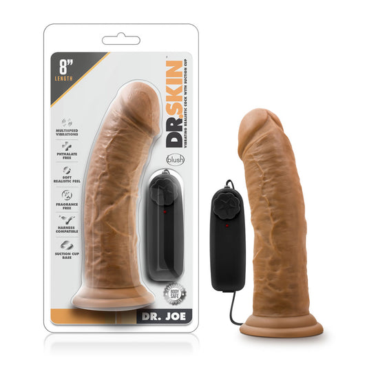 Dr. Skin - Dr. Joe - 8 Inch Vibrating Cock With Suction Cup - Mocha | 819835023029 | Available at EroticWarehouse.com