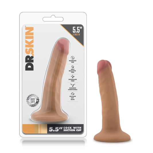 Dr. Skin - 5.5 Inch Cock With Suction Cup - Mocha | 819835021346 | Available at EroticWarehouse.com